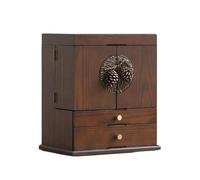 portagioie Vintage Brown Makeup Organizer Cosmetic Storage Box With Mirror And Drawer For Vanity Multi-Layer Wooden Jewelry Box porta gioielli