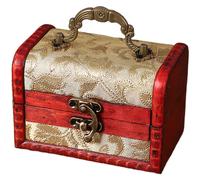 Portagioie vintage in legno con sculture floreali organizer da scrivania