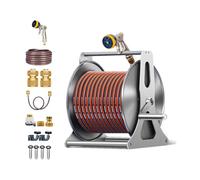 Portagomma da giardino a parete con connettore per pistola ad acqua, contenitore in acciaio inossidabile resistente per patio, cortile, organizzazione vialetto