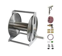 Portagomma in acciaio inox, portatile, da parete o a pavimento, per cortile, prato, fattoria e terrazza