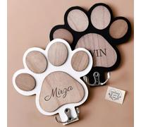 Portaguinzaglio Personalizzato For Cani, Gancio For Guinzaglio In Legno Con Impronta Di Zampa Personalizzata, Organizer Da Parete For Animali Domestici Con Nome Inciso, Decorazione For Ingresso