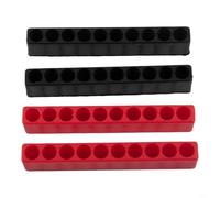 Portainserti a 10 fori per punte per cacciavite a gambo esagonale da 1/4", organizer in plastica, confezione da 4 con Opti di colore nero e rosso