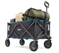 PORTAL Carrello da Spiaggia Pieghevole Carro Trasporto a Mano Rimorchio Pieghevole Giardino Campeggio Esterno Tutto Terreno Tessuto Rimovibile Blu