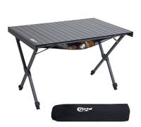 PORTAL Tavolo da campeggio pieghevole regolabile in altezza con tasca a rete, in alluminio, 108 x 71 cm, pieghevole, leggero, per picnic, feste, giardino, escursioni, viaggi