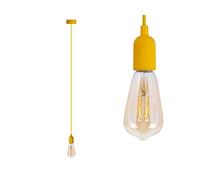 Portalampada a sospensione universale, con cavo colore giallo da 140 cm. con attacco E27, filamento a luci LED