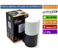PORTALAMPADA APPLIQUE DA ESTERNO WALL LIGHT FISSAGGIO A MURO PER LAMPADINE E27