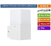 APPLIQUE ESTERNO A MURO E27 IP44 BIANCO NERO MODERNO FARETTO UNIVERSO 13W 220V