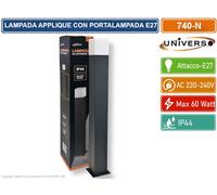 PORTALAMPADA APPLIQUE DA GIARDINO WALL LIGHT QUADRATO PER LAMPADINE E27 - NERO