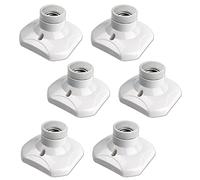 Portalampada da Plafoniera E27 a Vite, Portalampada da Parete/Muro con Attacco E27, AC 230V, Porta Lampada Quadrato Bianco, Base Supporto Plastica per Lampada da Garage Soffitto, set di 6