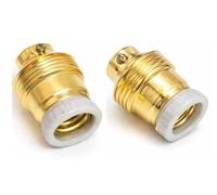 Portalampada E14 Vintage Ottone e Porcellana (Set 2pz) per Restauro Lampadari e Candelabri Antichi - Filetto M10x1 - Bassa Tensione 12/24V - Stile Classico Retrò