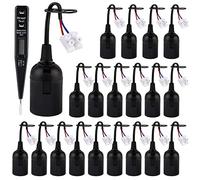 Portalampada E27, 20 Pezzi Porta Lampade Nero Con Cavo e Tester di Tensione, Supporto della Lampada di Ricambio per Cantiere Ristrutturazione Lavori