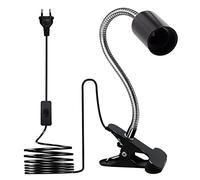 Portalampada E27 a Pinza, Lampada a Pinza, Portalampada E27 Pinza con collo di cigno da 350 mm, regolazione a 360 gradi, 220 cm, cavo con interruttore/faretto con pinza E27 per letto