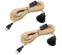 Portalampada E27 con 510CM Cavo 2 Pezzi Portalampade a Sospensione con Spina Lampadario Vintage con Interruttore Lampadina Base con Presa Cavo Lampada con Interruttore e Anello Filettato per Cucina