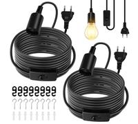 Portalampada E27 con cavo: 2 pezzi portalampada con interruttore, attacco E27 con cavo 6 m, cavo lampada con interruttore, portalampada con spina per lampada a sospensione, colore nero
