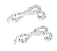 Portalampada E27 con Interruttore, 2 Pezzi Portalampade a Sospensione 4,5 m Cavo Flessibile con Anello Filettato e Spina per Soffitto, Lampade da Terra, Lampadario, Bianco