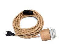 Portalampada E27 con Interruttore, 5M Lampada Corda di Canapa, Porta Lampada con Spina, Portalampada con Cavo e Presa, Corda per Lampada, Lampada a Sospensione in Canapa, Lampada da Terra Fai Da Te