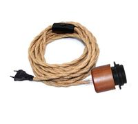 Portalampada E27 con Interruttore, 5M Lampada Corda di Canapa, Porta Lampada con Spina, Portalampada con Cavo e Presa, Lampada a Sospensione in Canapa, Lampada da Terra Fai Da Te