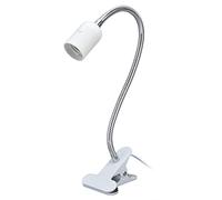 Portalampada E27/E26 con Pinza e Interruttore, 500mm Regolabile Lampada a Collo di Cigno Clip, Luce di Lettura Lampada Riscaldante Porta Lampadina 360° Regolabile, Bianco (Senza Lampadina)(#2)