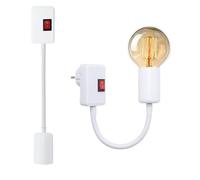 Portalampada E27 Flessibile con Braccio, 2 Pezzi Faretto Portalampada con Interruttore, Lampada da Presa a Muro, Convertitore di Lampadine 33CM Flessibile Estensione Presa Adattatore per soggiorno