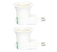 Portalampada E27 in Plastico Bianco 2 Pezzi Ac220 per Parete | Adattatore Presa Muro per Luce Notturna, Pratico e Conveniente, Compatibile Attacco E27