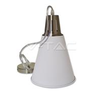 PORTALAMPADA E27 PENDENTE CROMO/SABBIATO BIANCO D220 VT-7520-LED3702 V-TAC