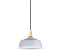 V-TAC Lampadario LED in Metallo a Coppa con Portalampada E27 (Max 60W) Colore Bianco Lucido e Attacco in Legno