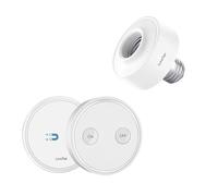Portalampada E27 Senza Fili con Telecomando, LoraTap Adattatore per Lampadina + Interruttore Luce Wireless con Base a Parete, 200m On/Off Wireless Light Switch Kit Controllo Remoto per Lampade LED