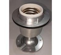 Portalampada E40 in porcellana resistente al calore con supporto in realizzato in pressofusione in alluminio. Montaggio a soffitto o supporto completa di flangia ad avvitamento.
