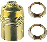 PORTALAMPADA GRANDE IN OTTONE ATTACCO E 27 CON ESTERNO FILETTATO + 2 GHIERE