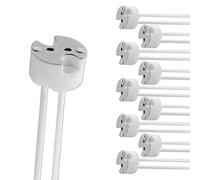 Portalampada GU5.3 MR16 con Cavo Silicone 14cm, 12V-250V, 2A max. 100W, Presa Porta Lampade in Ceramica Attacco GU5.3 GU4 G6.35 G4 per Faretti Alogene e Lampadina LED, set di 10