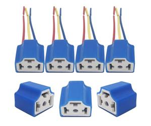 Portalampada H4, 4 pezzi Blu Connettore Ceramico Lampade per Sostituzione Cablaggio Presa Faro LED, CTRICALVER 3 Pin Connettore Filo Femmina H4, 12-24V Universale