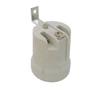 Portalampada in ceramica rinforzata E27 con gancio bianco, ideale per illuminazione interna ed esterna, resistente e durevole.