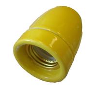 Portalampada in ceramica vintage giallo, design classico, ideale per lampade decorative e per aggiungere un tocco retrò a qualsiasi spazio.