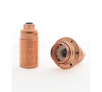 Portalampada in metallo. Attacco E14, Completo di Serravo e Ghiere. Confezione 2 Pezzi (Ramato)