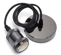 Portalampada in metallo E27, 1 m, 2 x 0,75 mm², colore nero perla, ideale per illuminazione interna ed esterna.