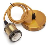Portalampada in metallo E27, 2 x 0,75 mm², 1 m, bronzo dorato