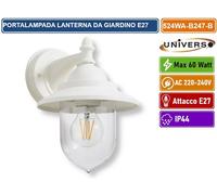PORTALAMPADA LANTERNA DA GIARDINO WALLLAMP BIANCA DA MURO IP44 PER E27