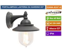 PORTALAMPADA LANTERNA DA GIARDINO WALLLAMP GRIGIO ANTRACITE DA MURO IP44 PER E27