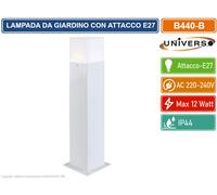 PORTALAMPADA PALO DA GIARDINO QUADRATO CON FISSAGGIO A TERRA PER LAMPADINE E27