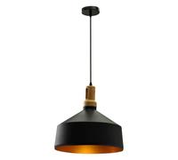 PORTALAMPADA E27 PENDENTE LEGNO NERO D350 VT-7545-LED3766 V-TAC