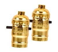 Portalampade a Spinta E26 in Alluminio, 2 Pezzi, Oro | Interruttore a Rotazione, Base per Lampadine LED E26, Standard di Sicurezza Internazionale, Stabilità Elevata