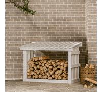 vidaXL Portalegna Bianco 108x64,5x77 cm in Legno Massello di Pino