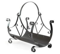 PORTALEGNA CESTO IN FERRO BATTUTO PORTA LEGNA CM.50X36X56