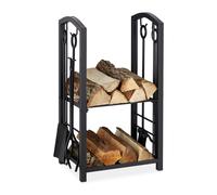 Portalegna da camino con attrezzi Carrello per legna 2 ripiani 73 cm 8,7 kg