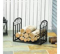 Portalegna da Interno ed Esterno in Metallo con Ripiano Curvo, Fino 60kg di Legna, Nero, 60.5x36x46.5cm Description:Tieni ceppi e rami sempre ben organizzati con la tua nuova legnaia Outsunny. L'esclu