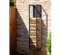 Portalegna decorativo for camino, mensola porta legna sospesa in metallo for uso interno ed esterno, supporto for legna da ardere nero, altezza 100 cm