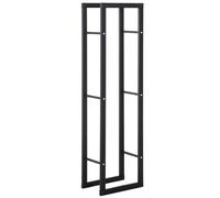 Portalegna Legnaia Verticale in Ferro 40x25x150 cm da Interno Max 100Kg Nero