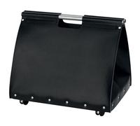 Portalegna Moderno con Ruote in Cuoio Pelle Porta Pellet Contenitore Nero