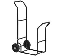 Portalegna per Camino 77x42x105 cm con Ruote in Acciaio Nero