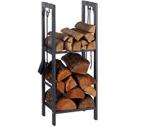 Portalegna Scaffale Metallo Porta Legna 2 Ripiani Legnaia Camino Stufa 100x40x30
